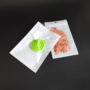 22x32cm richiudibile chiaro bianco perla chiusura lampo pacchetto di plastica sacchetto piatto traslucido regalo sacchetto con foro di appendere