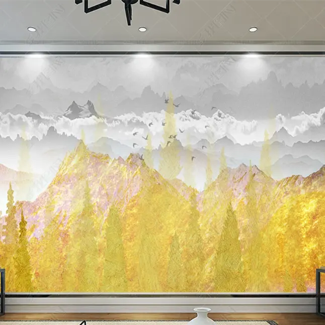 Wholesale price home decor golden ink mountains luxury 3D wallpaper
