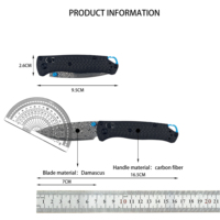 Couteau pliant EDC BM535-3, manche en fibre de carbone, lame en damas, couteau de poche portable, objet de collection, couteau de camping, expédition rapide aux États-Unis