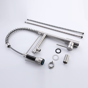 304 Stainless Steel Pull Out <b>Spray</b> Kitchen Faucet Dual Handle Deck <b>Mounted</b> Modern Design Ceramic Valve Core - Product Image 2