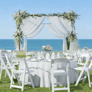 Chaise pliante en résine Wimbledon blanche, portable, pour événements, location de mobilier d'extérieur, idéale pour les fêtes, le jardin, la terrasse et les repas. - Product Image 1