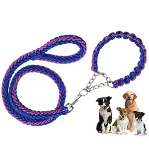 Amaz Corde tressée Collier de chien Laisse Slip Plomb Plume Best Seller Nylon Trade Assurance Sustainable 10 Sets Green Nylon Chain