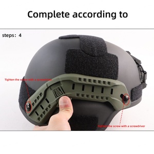 Kit de Rieles Laterales Ajustables para Casco Táctico con Cierre de Hebilla para Protección de la Cabeza, Uso en Motocicleta, Material PP Verde Oliva - Product Image 5