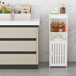 Organiseurs de salle de bain fins à 4 niveaux, armoire de rangement étroite pour salle de bain avec porte et étagère ouverte - Product Image 5