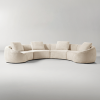 Sofás de suelo curvo en forma de U, sofá de lujo moderno, sofá curvo modular de terciopelo seccional italiano para sala de estar