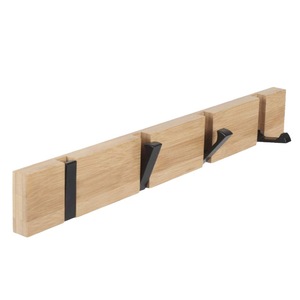 Wooden Concealed Hook Foldable Coat Rack <b>Wall</b> Mounted 15.8in Minimalist Design Living Room Door Back <b>Hanging</b> <b>Storage</b> - Product Image 4