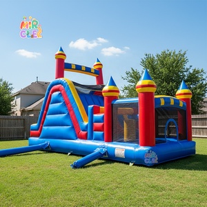 Castillo Inflable Comercial de 4 Torres con Tobogán Seco, Castillo Inflable Grande para Jardín, para Fiestas y Eventos, en Alquiler - Product Image 1