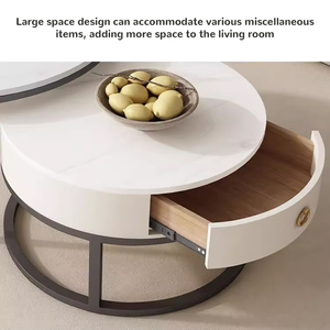 Set di Due Tavolini Salvaspazio, Uno Piccolo Si Adatta Sotto l'Altro, Angoli Arrotondati, Cassetti Opzionali, Tavolino da Caffè - Product Image 3