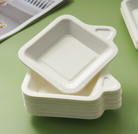 Assiettes en papier jetables, assiettes en papier épaisses et simples, fourchettes et assiettes à gâteau, assiettes en papier rectangulaires