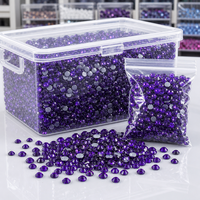 Strass thermocollants violets purs en vrac SS16, cristaux de verre ronds à dos plat, à repasser pour vêtements et costumes de danse