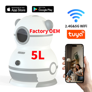Distributeur automatique de nourriture pour chat avec <span class=keywords><strong>cam</strong></span>éra HD réglable, contrôle par application Tuya, Wi-Fi, minuterie, rétractable, 5L, intelligent - Product Image 1