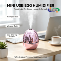 Mini Diffuseur Humidificateur d'Arômes en Forme d'Œuf 100ml USB Portable Sans Eau en Plastique avec LED, Écologique pour Maison et Hôtel