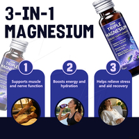 Suplemento Líquido Triple de Magnesio, Mezcla 3 en 1 de Magnesio, Apoyo para Músculos y Nervios, Energía, Alivio del Estrés, Recuperación