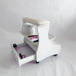 Mesa de Manicura Blanca con Reposabrazos, Cajón y Estante para Zapatos, Mueble de Salón - Product Image 1