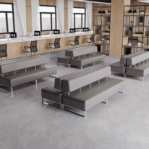 Silla de espera de cuero PU para tres personas, banco de recepción para oficina, hospital, hotel, área de descanso. - Product Image 1