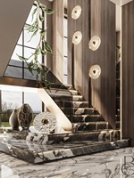 Escalier en bois massif de chêne, MDF, verre, pierre artificielle, marbre, granit, design personnalisé de luxe, nouvelles tendances 2025 pour la cuisine