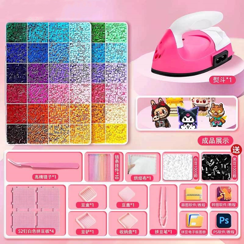 48 couleurs + kit d'outils + fer à repasser + 2000 billes noires et blanches