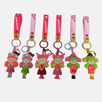 Personnalisable mignon multicolore 3D goutte colle PVC poupée porte-clés dessin animé animaux Kaychains promu avec matière plastique