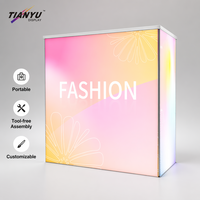 Comptoir d'accueil portable en aluminium à LED, installation sans outil, comptoir de salon professionnel, graphique en tissu SEG, présentoir lumineux, podium