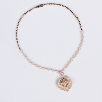 Set Kalung Kuningan Klasik Berlapis Emas dengan Zirkon Motif Bunga untuk Pernikahan, Pertunangan, Ulang Tahun, dan Pesta - Hadiah