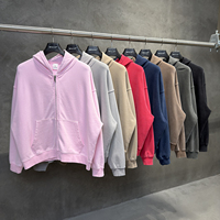Sweat-shirt à capuche zippé délavé pour homme, 370 GSM, coton épais, coupe ample, style streetwear, personnalisable avec logo privé
