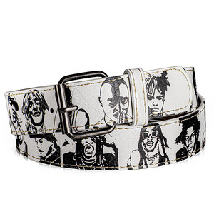 Nouvelle ceinture rétractable à boucle ardillon pour homme <span class=keywords><strong>et</strong></span> <span class=keywords><strong>femme</strong></span>, motif <span class=keywords><strong>portrait</strong></span>, tendance rétro, imprimé <span class=keywords><strong>noir</strong></span> <span class=keywords><strong>et</strong></span> <span class=keywords><strong>blanc</strong></span>, largeur 2-4 cm, 105 cm - Product Image 2