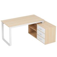 Bureau d'ordinateur en bois moderne en forme de L, design extensible, taille personnalisable pour usage commercial en bureau