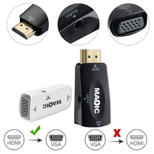 Adaptateur <span class=keywords><strong>HDMI</strong></span> vers VGA plaqué or, mâle vers femelle, avec prise audio 3,5 mm, compatible avec ordinateur de bureau, ordinateur portable, moniteur, projecteur - Product Image 4