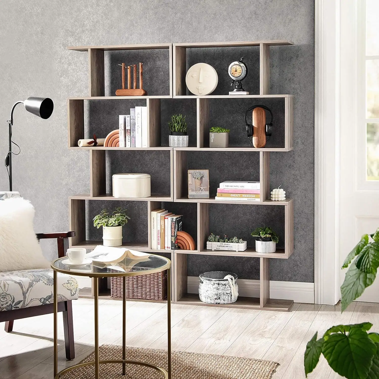 Popular personal bookcase unit Wooden cube display bookcase 5-layer bookcase custom modern wood