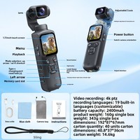 Cámara Deportiva HD de 75MP, Pantalla Táctil de 1.72'', Mini Videocámara de Bolsillo Portátil de 16MP, Cámara de Acción con Seguimiento Facial IA Giratorio