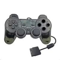 Mando de Juego con Cable Transparente para PS2, Controlador con Vibración