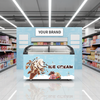 Congélateur Vitrine Grande Capacité pour Crèmes Glacées, Congélateur Coffre Commercial à Couvercle Vitré pour Marques de Desserts Surgelés