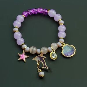 Pulsera de Estilo Vacacional para Mujer con Piedras Naturales, Cristal, Cuentas de Palomitas, Conchas de Delfín y Estrellas, Diseño Oceánico - Product Image 5