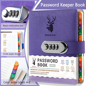 Carnet de mots de passe à succès avec onglets alphabétiques, carnet de rangement de mots de passe à couverture rigide, <span class=keywords><strong>livre</strong></span> de connexion aux sites web, carnet de verrouillage de mots de passe - Product Image 1