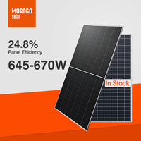 Módulos Solares Moregosolar de 670W 665W 660W 655W 650 vatios, Panel Solar de Alta Potencia con 24.8% de Eficiencia para Tecnología de Media Celda, IP68 CE/TUV