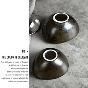 Vente en gros directe d'usine, bols en céramique noirs mats irréguliers écologiques et petits bols à sauce en porcelaine pour restaurants - Product Image 4