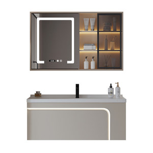 Lavabo carré encastré moderne en surface solide pour meuble de salle de bain - Product Image 5