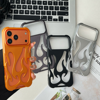 Coque de téléphone d'été en TPU souple et respirant, ajourée, antichoc 3D motif flamme pour iPhone Air 17 16 15 14 13 12 11 Pro Max