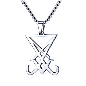 Bomei Bijoux En Gros Personnalisé <span class=keywords><strong>Satanique</strong></span> Bijoux En Acier Inoxydable Plaqué Noir Sceau De Lucifer Pendentif <span class=keywords><strong>Collier</strong></span> Pour Hommes - Product Image 3