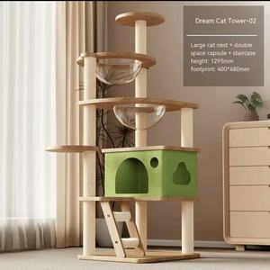 Dört Mevsim Dayanıklı Kedi Tırmanma Çerçevesi ve Kutu Seti, Uzay Kabin Yatağı, Tırmalama Direği ve Tahta - Dayanıklı Ahşap Malzeme - Product Image 3