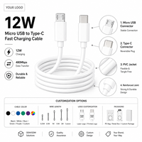 Kabel Type-C ke Micro USB Langsung dari Pabrik, Pengisian Cepat 2.4A, Sinkronisasi Data 480Mbps dengan Kemasan Kustom OEM ODM