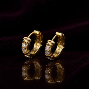 Orecchini E3134 con Diamanti Dorati, Taglio Brillante Rotondo, Colore G Naturale, Placcati in Oro, Classici per Uso Quotidiano Femminile - Product Image 2