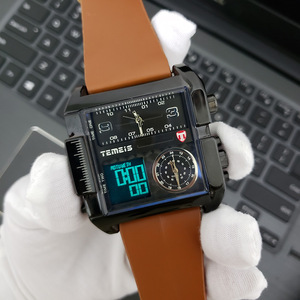 Elegante reloj de cuarzo para hombre con caja redonda, correa de cuero y pantalla analógica - Product Image 5