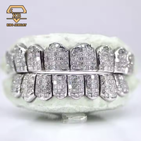 Grillz en moissanite de haute qualité, sur mesure, sertissage invisible, couleur D, taille princesse, VVS, plaqué argent, or 18 carats