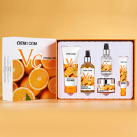 Organic 100% VC Blanqueamiento Iluminador Vitamina C Cuidado de la piel facial Juego de 5 piezas Kit de blanqueamiento Cara Vitamina C Juego de cuidado de la piel