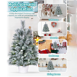 60 ס "מ באיכות גבוהה שולחן עבודה מלאכותי עץ חג המולד עם אורות לבנים חמים - Product Image 1