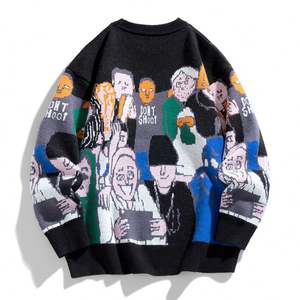 Nouveau Pull Tricoté Col Rond 2025 – Sweat-shirt Homme Motif Dessin Animé Style Urbain Coupe Oversize - Product Image 2