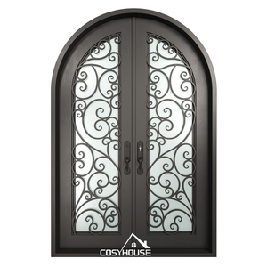 Puerta Principal Exterior de Hierro de Estilo Americano, Puerta Doble Moderna con Rejilla de Hierro, Últimos Diseños de Arcos, Puertas de Hierro Forjado para Casas - Product Image 3
