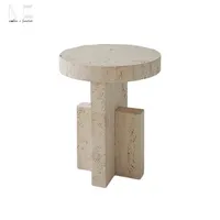 Tavolino da salotto nordico moderno in stile minimalista di lusso in pietra rotonda in pietra di pietra di marmo
