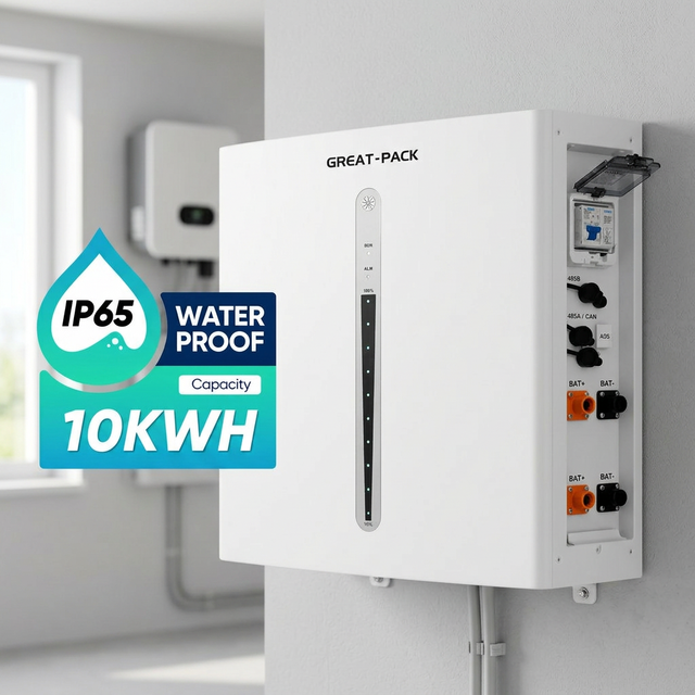Wall Mounted Solar Battery 10kWh LiFePO4 Lithium Ion Battery 51.2V 200Ah IP65 Home Storage System